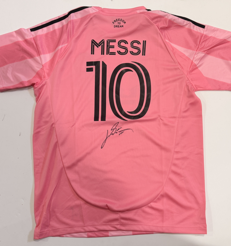 Lionel Messi Autographed Pink Jersey