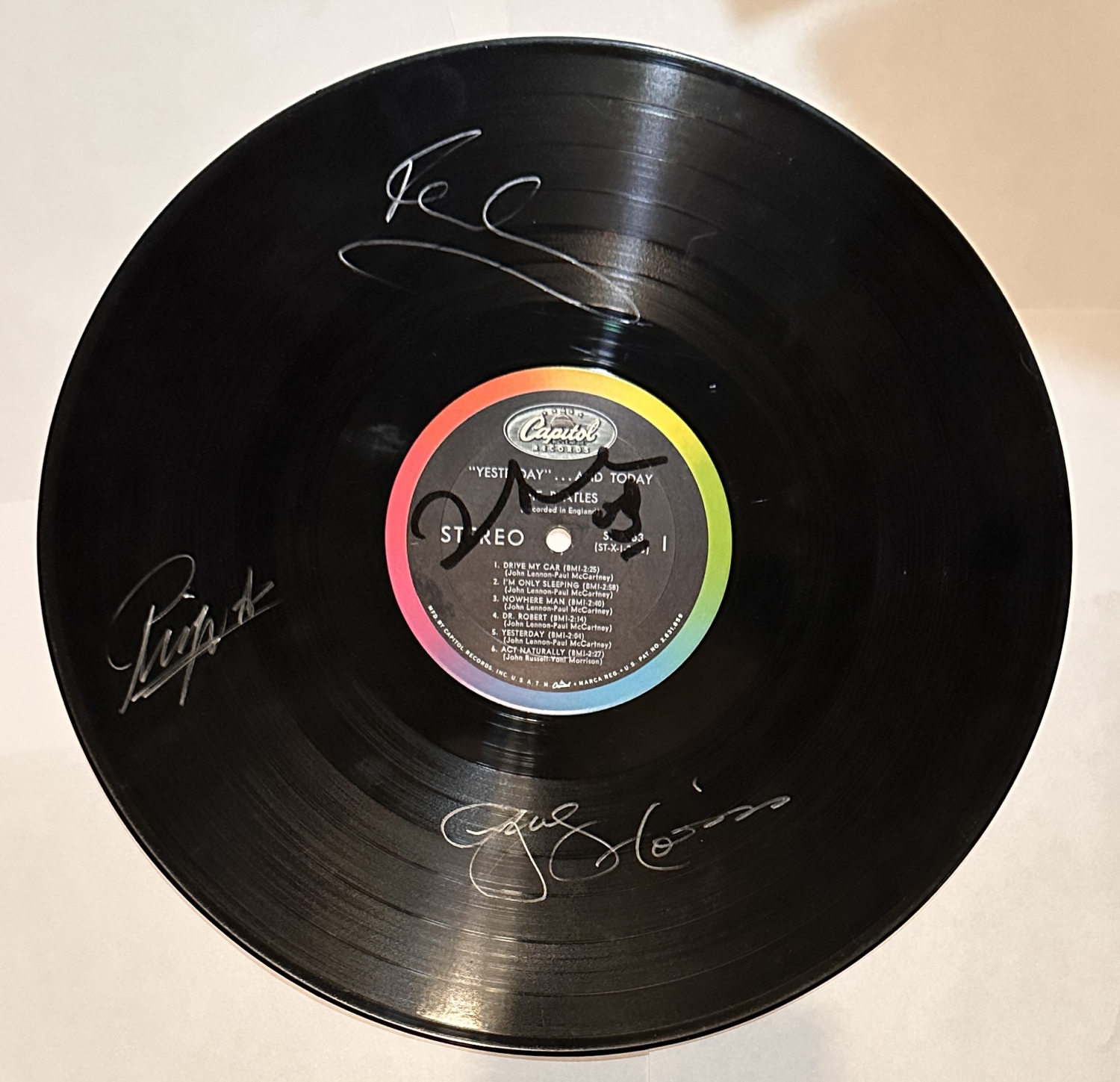 The Beatles Autographed Hofner Pickguard All 4