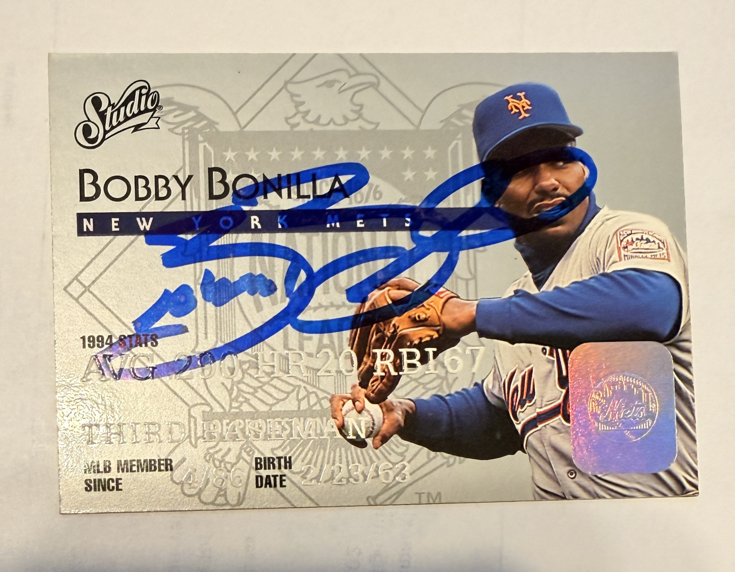 Bobby Bonilla Autographed CARD