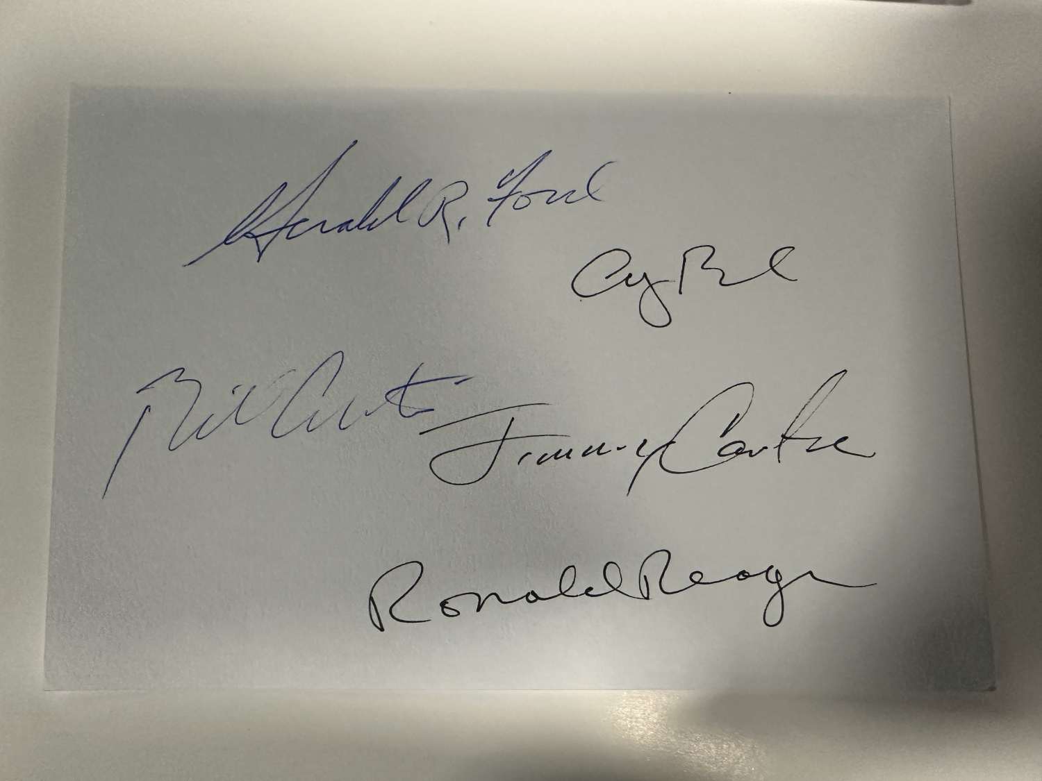 5 US PRESIDENTS Autographed Card 