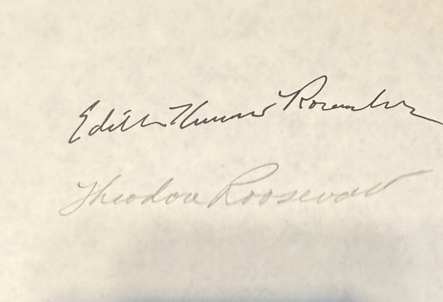 Theodore Roosevelt and Wife Signed Book Page
