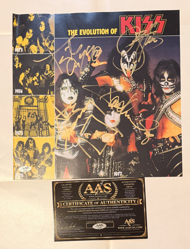 Kiss Autographed Album Insert ACE PETER PAUL GENE