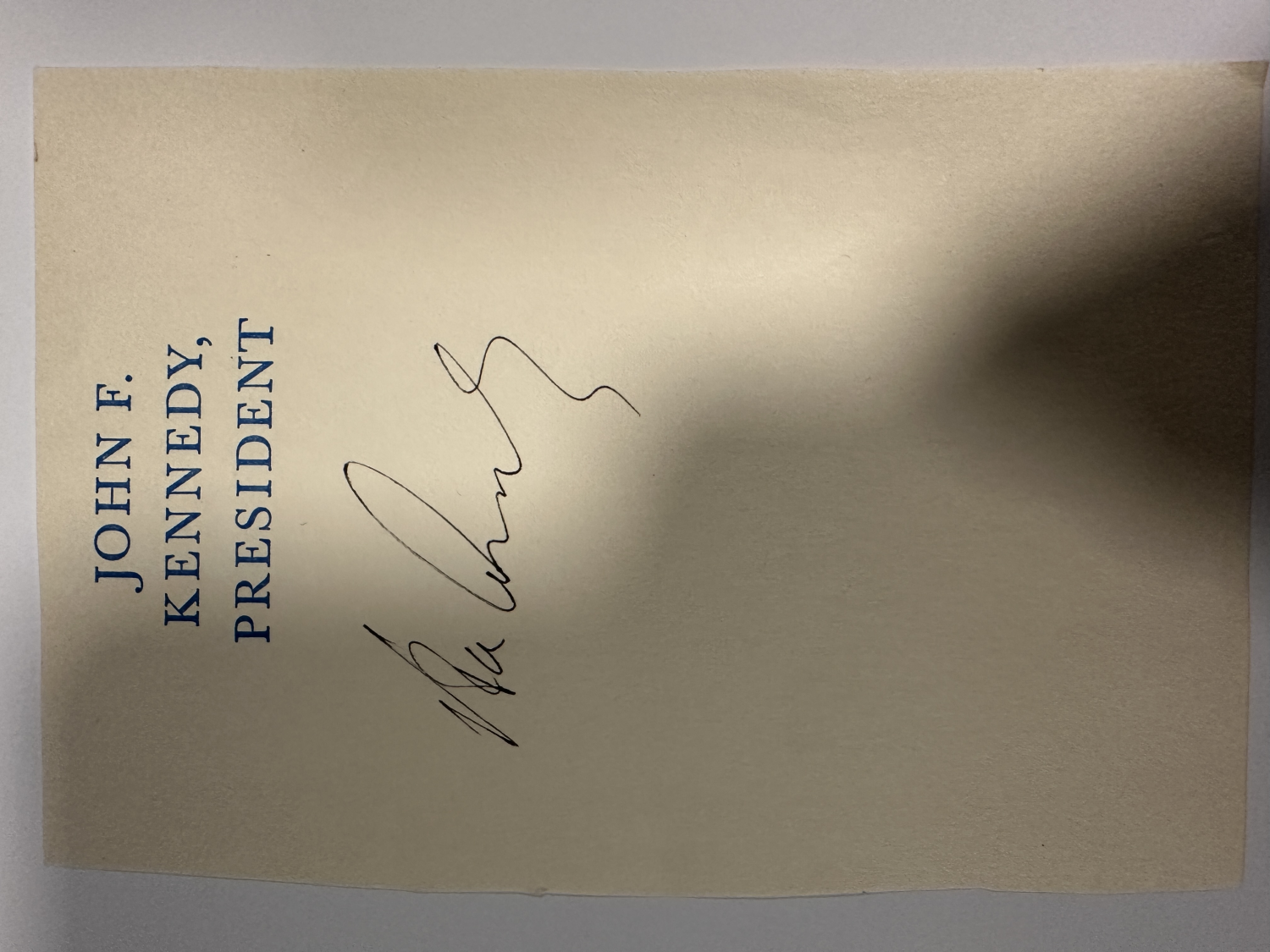John F. Kennedy Autographed Book PAGE