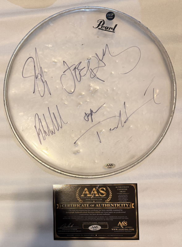 Aerosmith Autographed Drumhead Signed by the whole band!