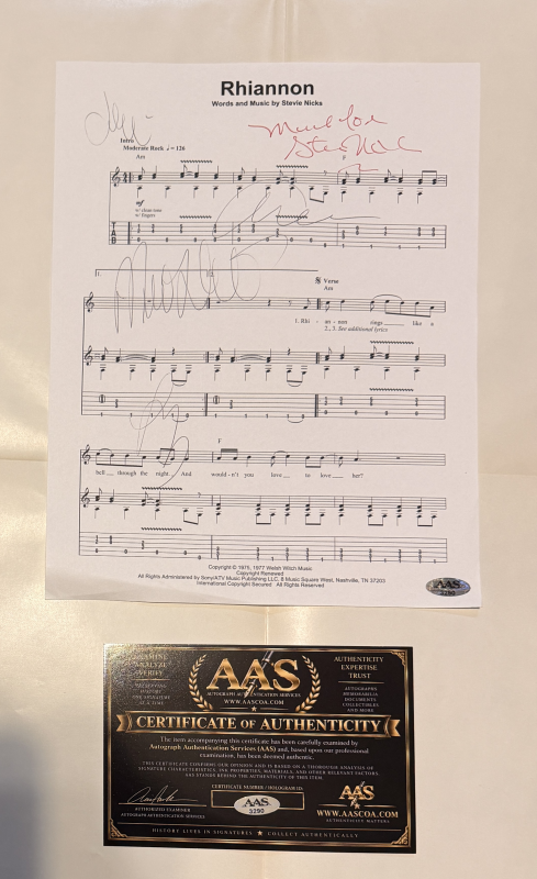 Fleetwood Mac Autographed Sheet Music