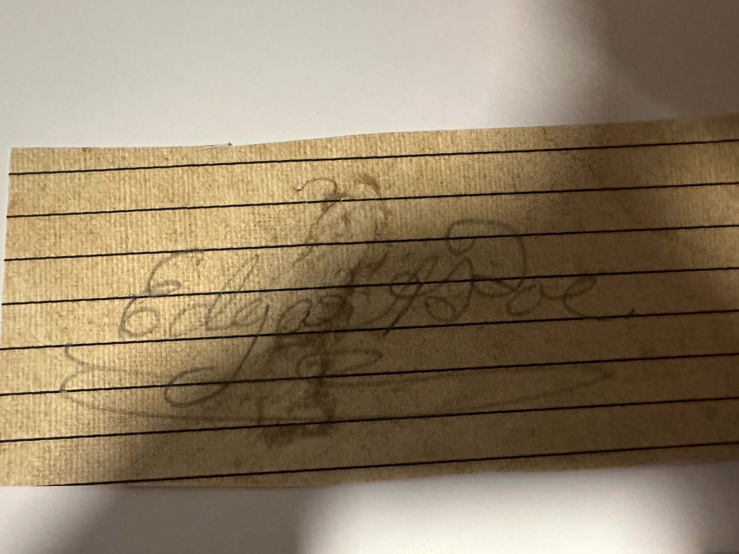 Edgar Allen Poe Autographed Page