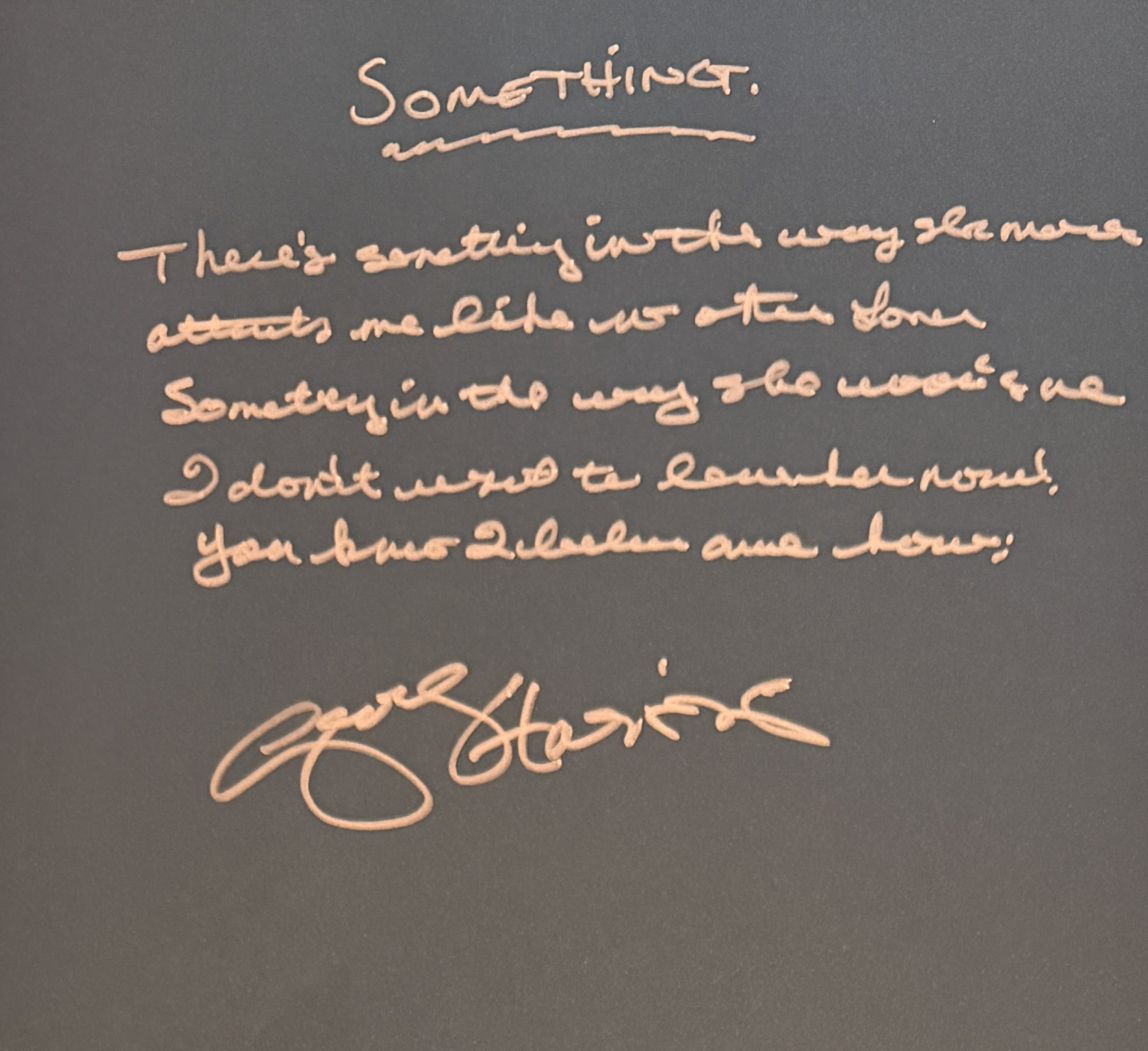 George Harrison Autographed Hand Written Something Lyrics