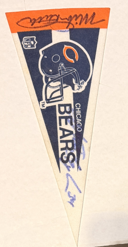 Walter Payton Mike Ditka Autographed Mini Pennant