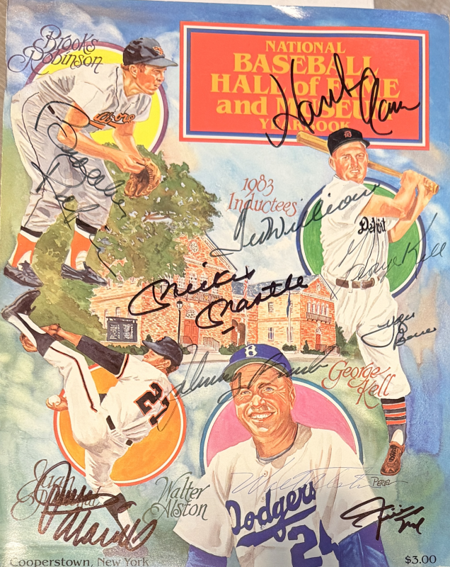 MANTLE AARON MAYS ALSTON WILLIAMS KELL AUTOGRAPHED HOF PROGRAM