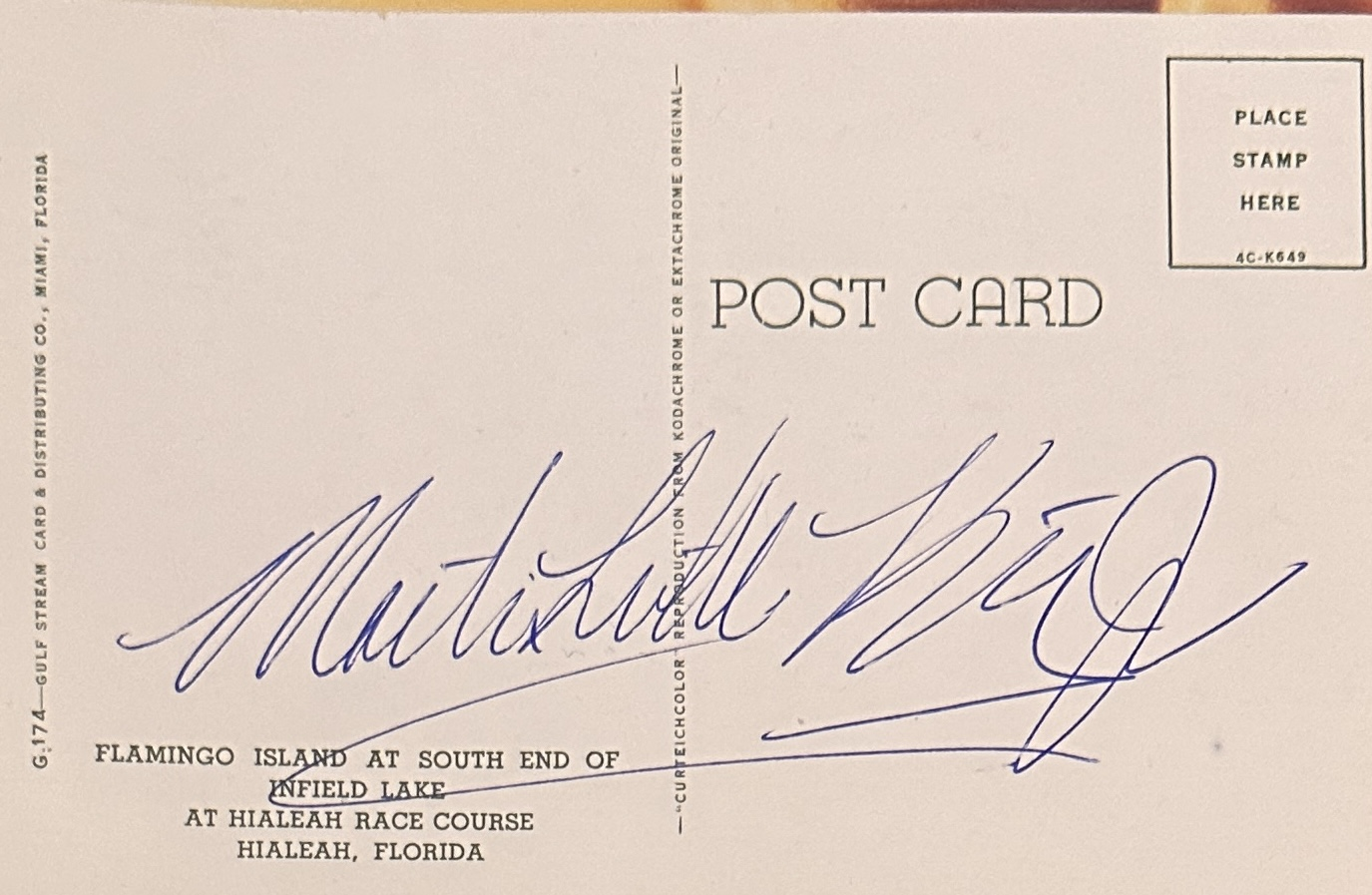 Martin Luther King Autographed POSTCARD