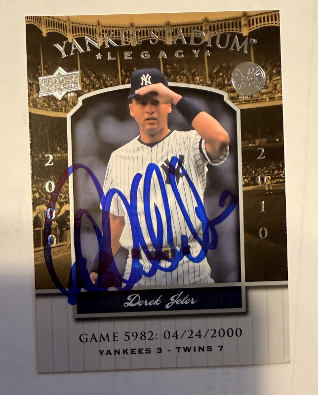 Derek Jeter Autographed Card