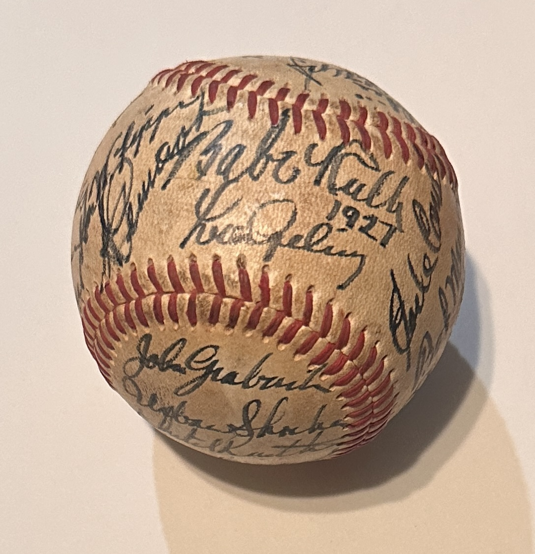 1927 Yankees Autographed Baseball RUTH GEHRIG