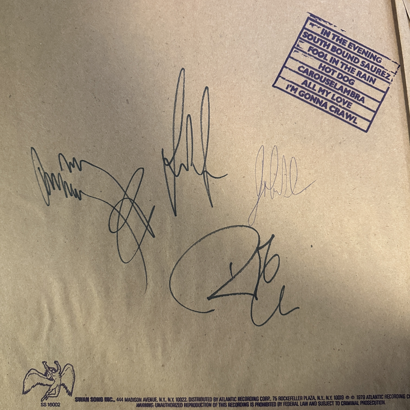 Led Zeppelin Autographed Album Cover