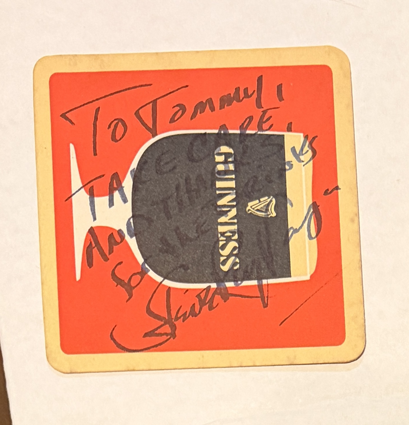 Stevie Ray Vaughan Autographed Beer Coaster