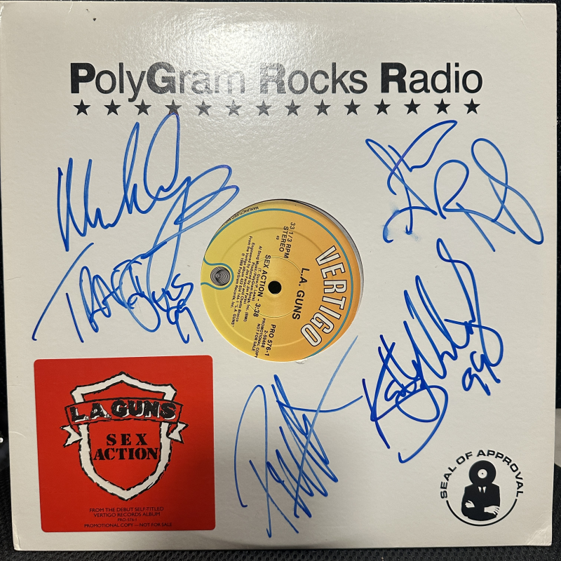 LA Guns – Sex Action Single AUTOGRAPHED BY THE BAND