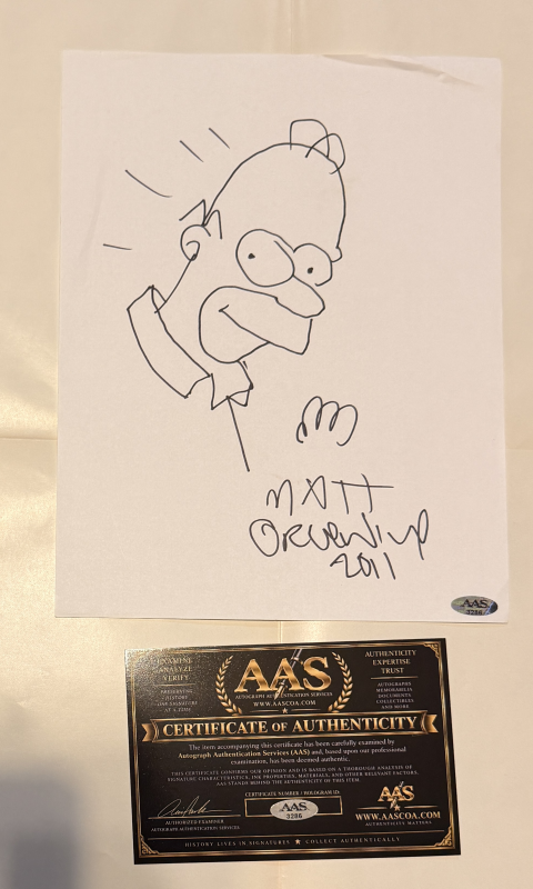 Homer Simpson Matt Groening Autographed Sketch