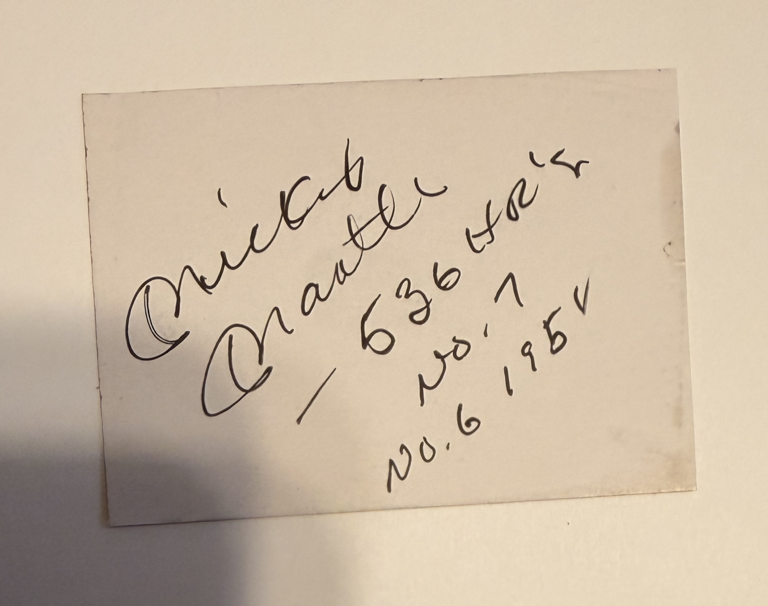 Mickey Mantle Autographed Page 2x3 with Stats!