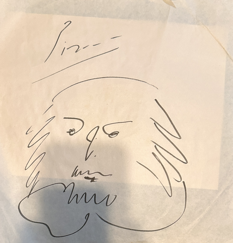 Picasso Autographed Sketh Hand Drawn
