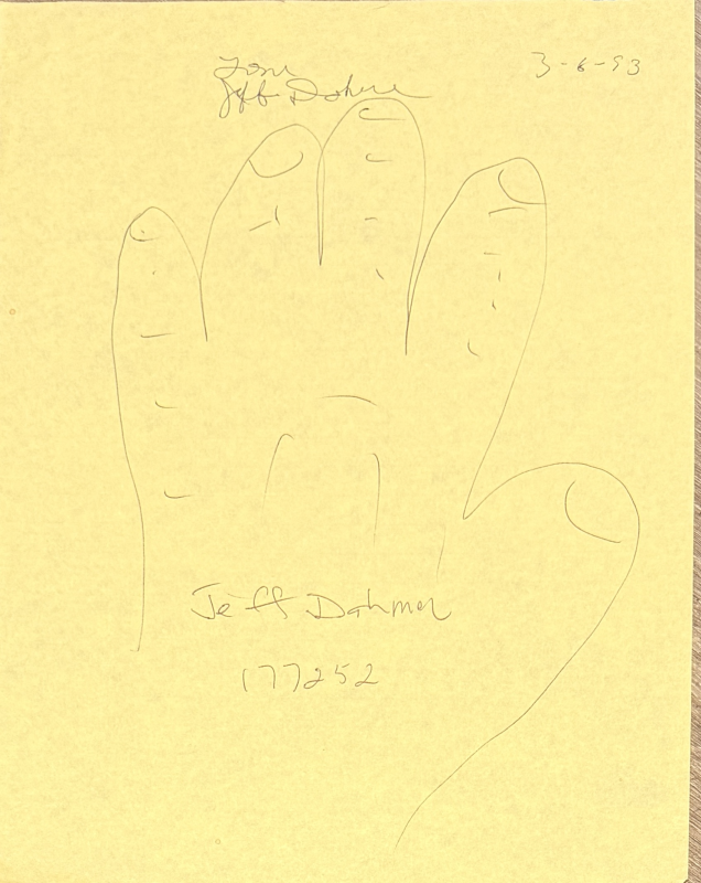 Jeffrey Dahmer Autographed Handprint