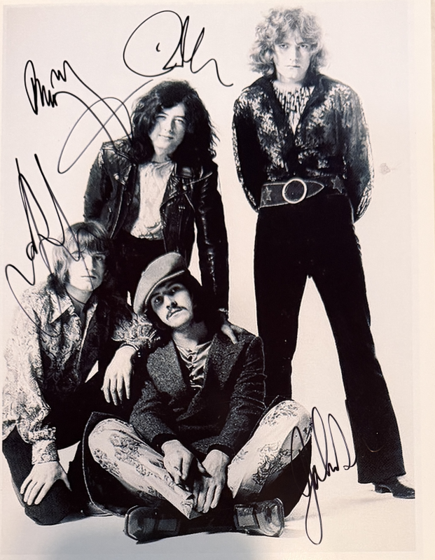Led Zeppelin Autographed Photo BONHAM PAGE PLANT JONES!