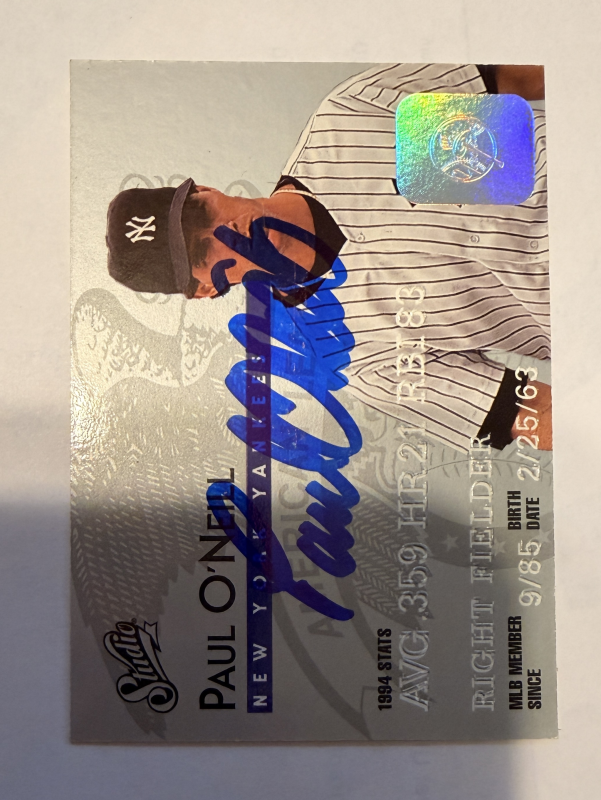 Paul O'Neill Autographed CARD