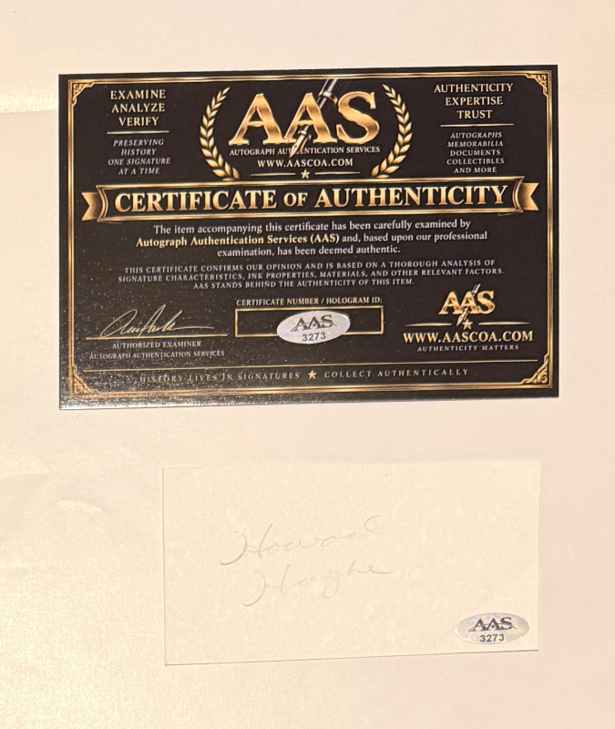 Howard Hughes Autographed PAGE