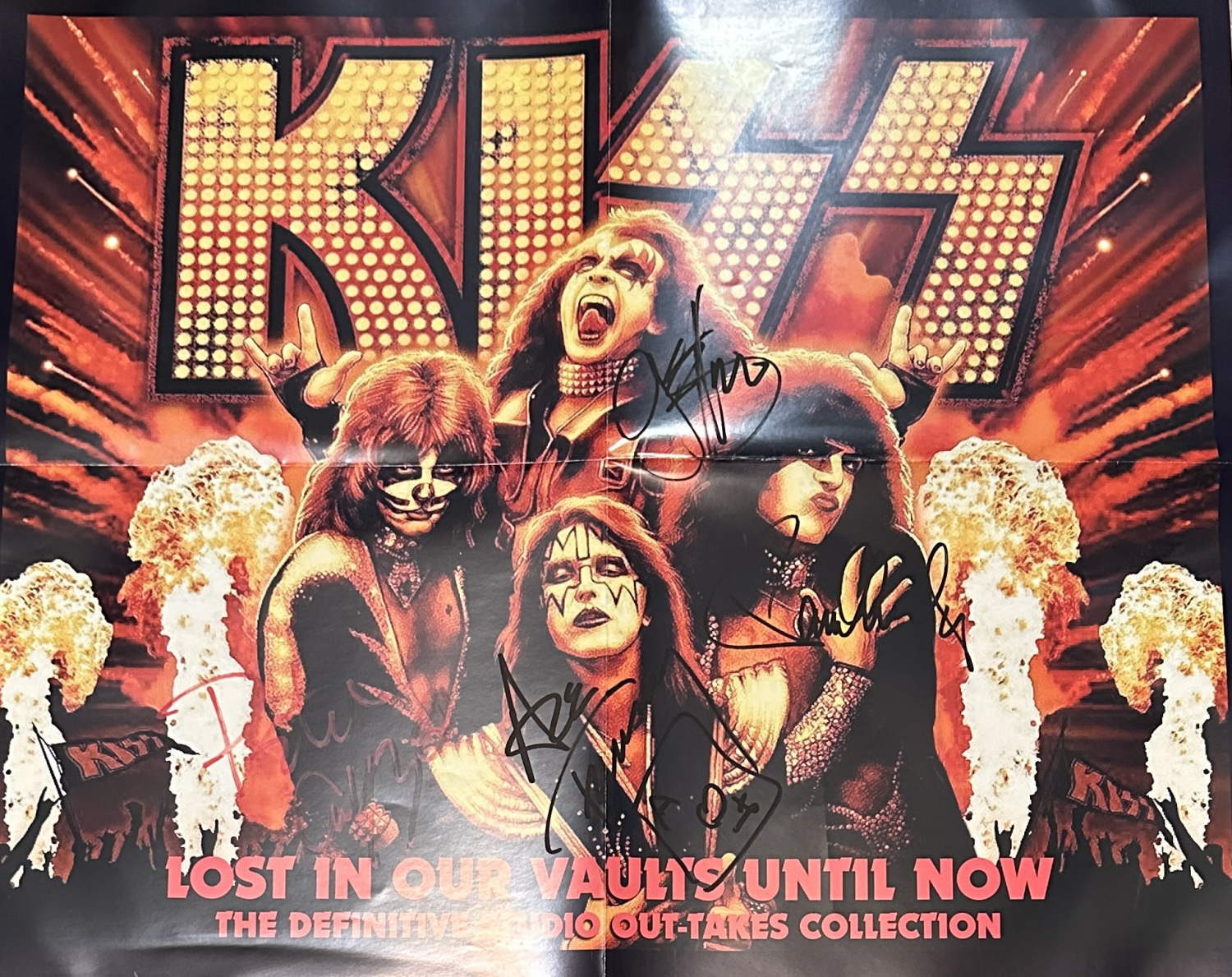 Kiss Autographed Large Poster GENE ACE PETER PAU