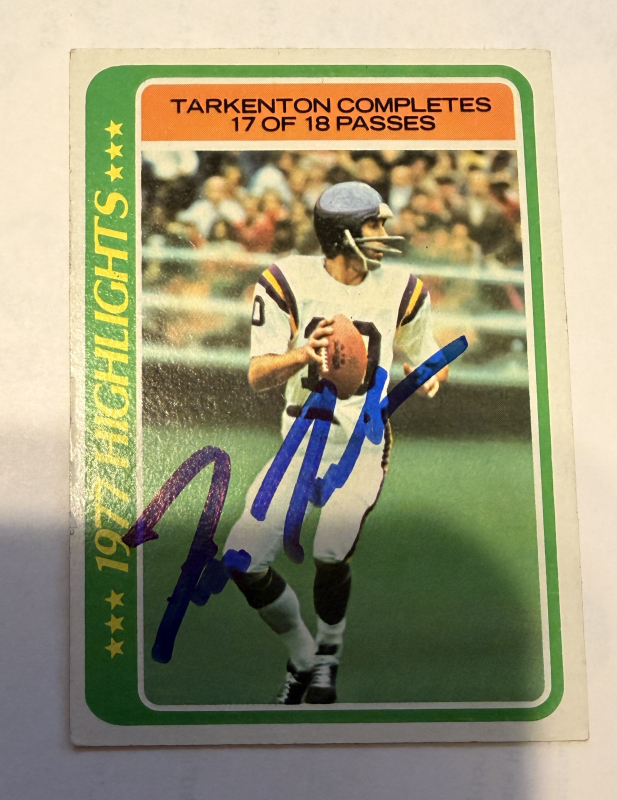 Fran Tarkenton Autographed CARD